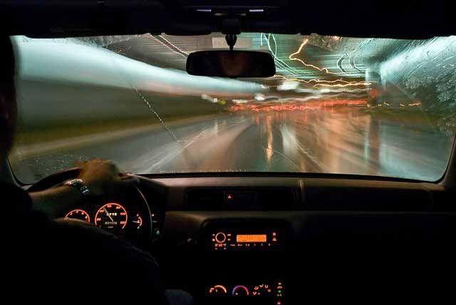 Driving in lit tunnel