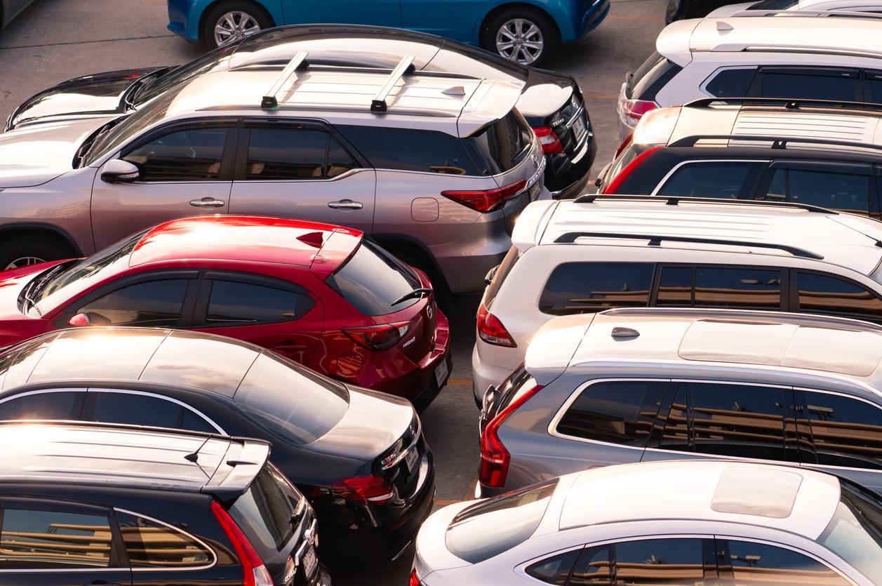 Rental cars parked in parking lot