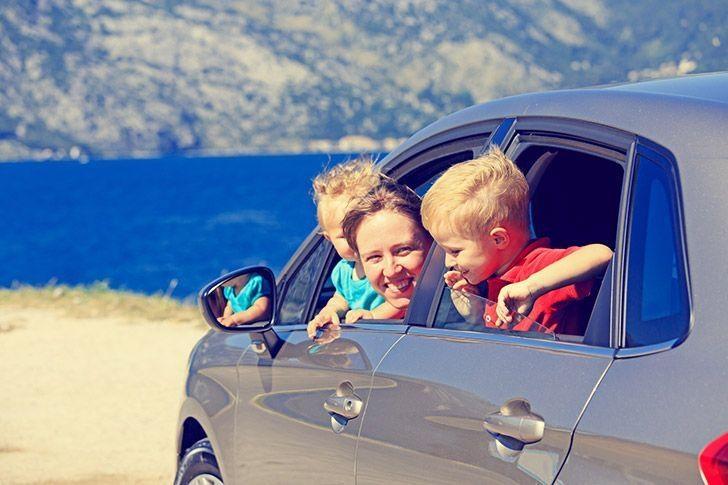 Family in car