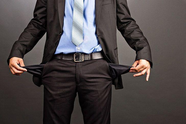 Man with empty pockets