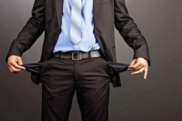 Man with empty pockets