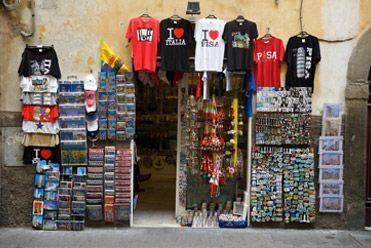 Italian Souvenir stand selling magnets and postcards