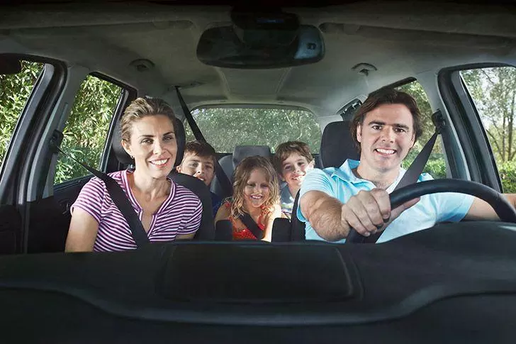 Family on road trip