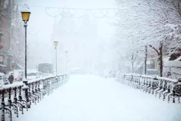Bridge covered in snow in Winter